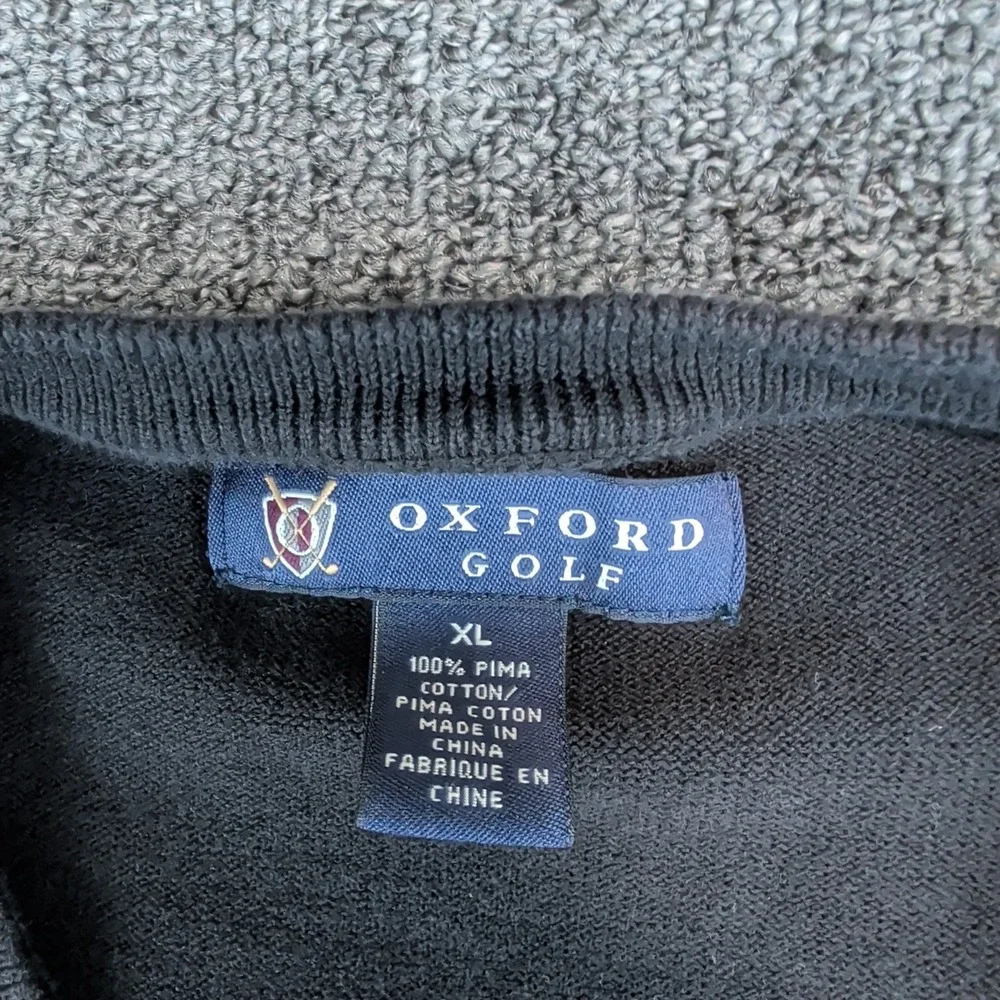 Oxford Golf Whistling Straits V-Neck Sweater Mens XL Black 100% Pima Cotton